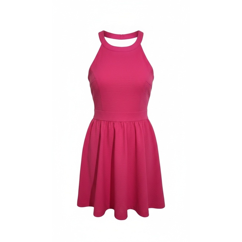 Lauren James Seersucker Women's size XSmall Summer Fit & Flare Halter Mini‎ Dres